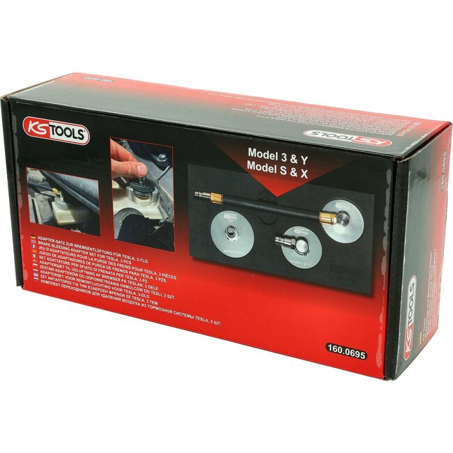 KS Tools Brake bleeding adapter set for Tesla, 3-pcs - 160.0695