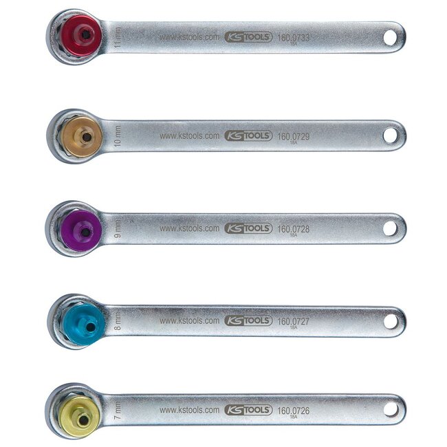 KS Tools Bremsen-Entlüftungsschlüssel-Satz, 6-tlg - 160.0725