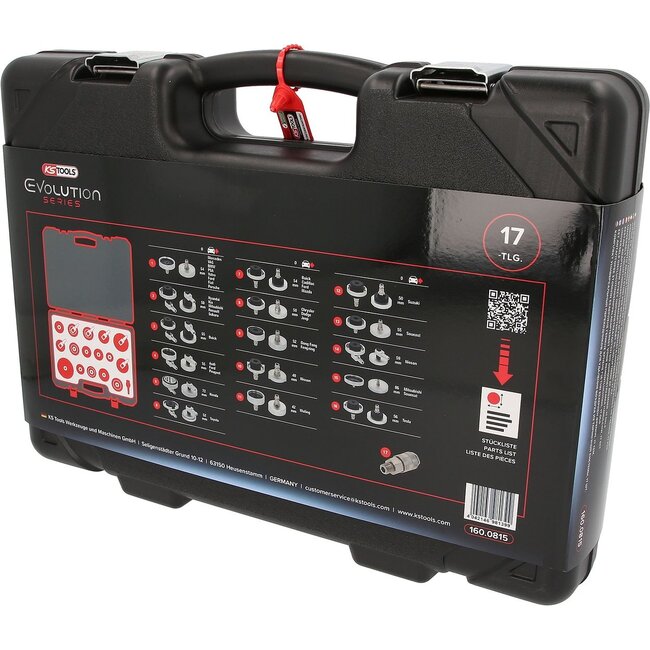 KS Tools Universal-Entlüfterstutzen-Adapter-Satz zur Bremsenentlüftung, 17-tlg - 160.0815