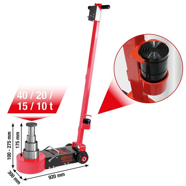 KS Tools Cric hydropneumatique Performance, 40/20/15/10 t - 160.1085