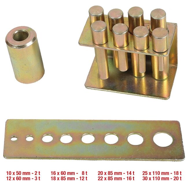 KS Tools Performance Jeu de mandrins de pression pour presse hydraulique d’atelier, 8 pcs - 160.1165