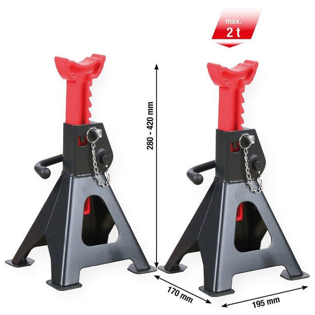 KS Tools performance Assteun met snelverstelling - 2000 kg - per paar - 160.1245