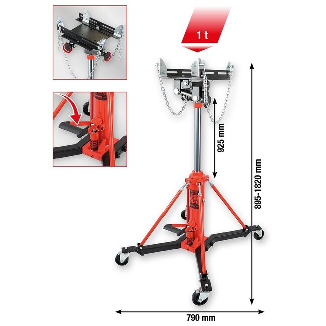 KS Tools performance Hydraulische transmissiekrik met tafel - 1000 kg - 160.1310