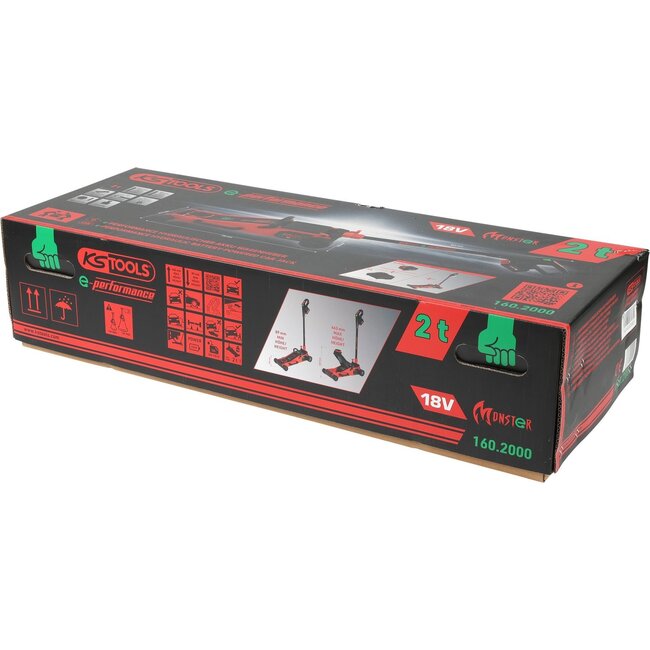 KS Tools e-performance hydraulic rechargeable battery trolley jack, 2 t - 160.2000