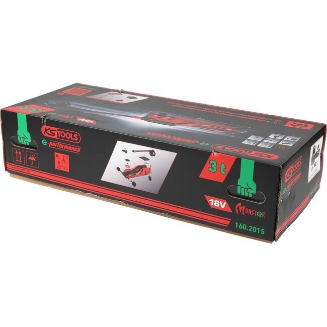 KS Tools e-performance hydraulische accu-krik - 3 t - max. hoogte 508 mm - 160.2015