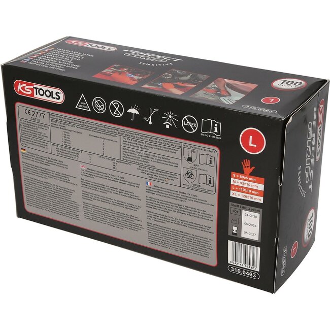 KS Tools Gants en nitrile, L, pack de 100 - 310.0463