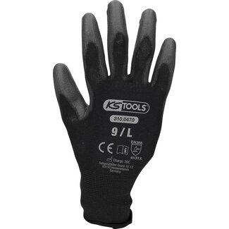 KS Tools Gloves, micro fine, black, 12 pair, 9 