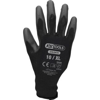 KS Tools Gloves, micro fine, black, 12 pair, 10