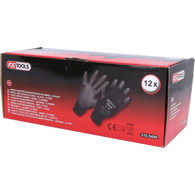 KS Tools PU-Flex werkhandschoen-zwart - 7 - 12 paar - 310.0490