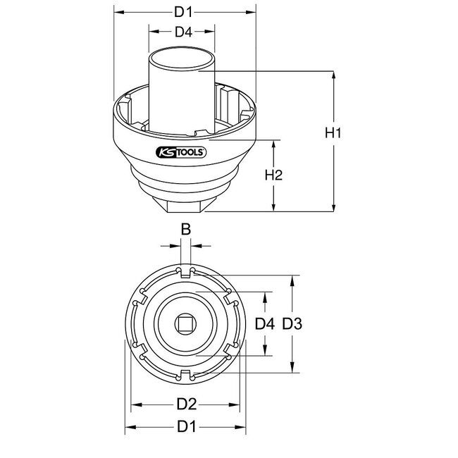 KS Tools 3/4" Nutmuttern-Schlüssel mit Führungsrohr für MAN TGA - 450.0175