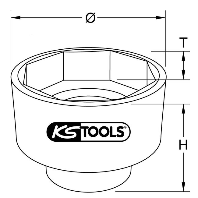 KS Tools 1" asmoersleutel voor Scania 8-kant - 80 mm - 450.0221