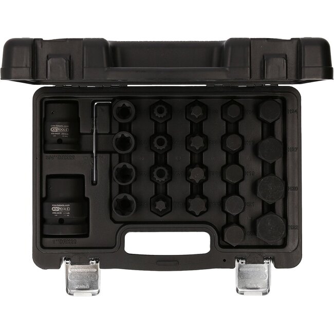 KS Tools 3/4" + 1" interchangeable impact bit set, 23-pcs - 450.0450