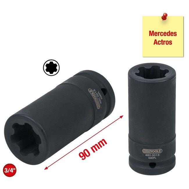 KS Tools Torx-E-Plus socket for Mercedes, 32 EPL, 90mm long  - 460.0013