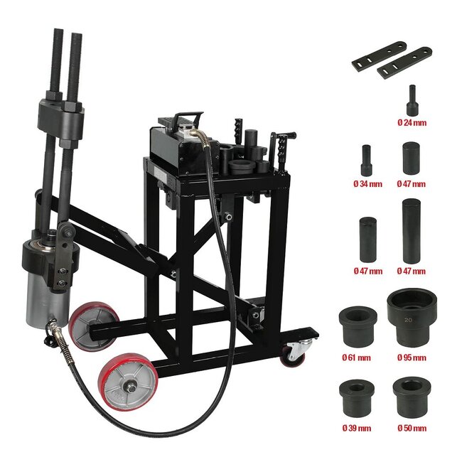 KS Tools Presse pour boulon de fusée de roue 75t avec kit de douilles de 29 pcs - 460.3620