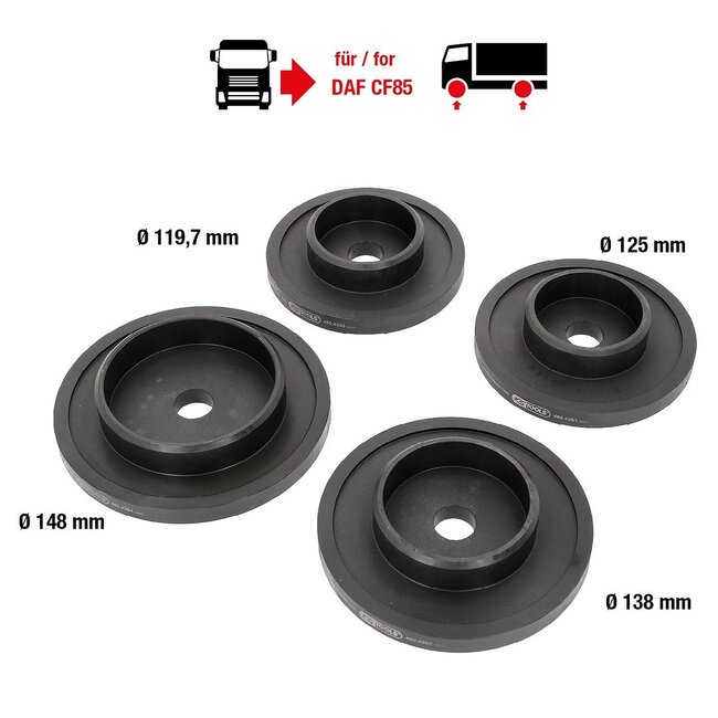 KS Tools Jeu d’outils pour le montage et le démontage des roulements de moyeu pour DAF, 4 pcs - 460.4350