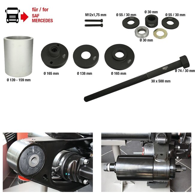 KS Tools 3D-Buchsen-Werkzeug-Satz für SAF-Achsen, Mercedes DCA- und HT-Achsen, 12-tlg - 460.4885