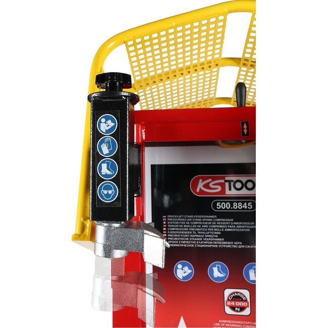 KS Tools Compresseur de ressort pneumatique fixe à cylindre unique et support - 500.8835