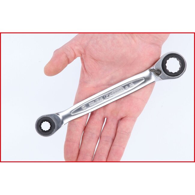 KS Tools 4 in 1 GEARplus reversing double ratchet ring spanner, 10x13x17x19mm - 503.4565