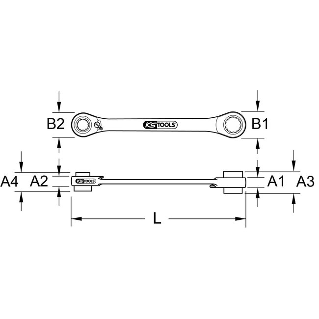 KS Tools 4 in 1 GEARplus umschaltbar Doppel-Ratschenringschlüssel, 10x13x17x19mm - 503.4565