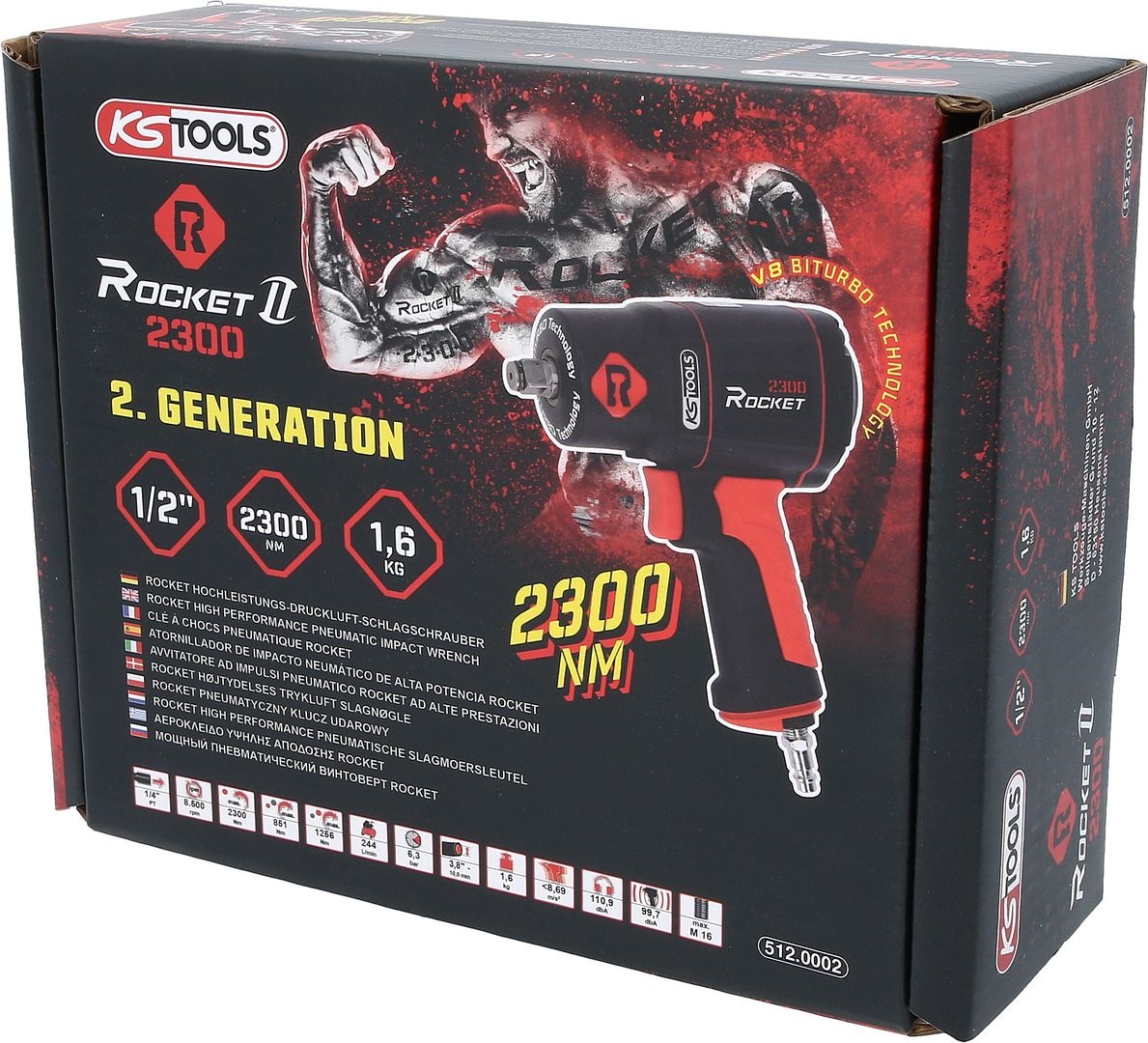 KS Tools 1/2" ROCKET II High Performance pneumatische slagmoersleutel 2.300 Nm - 512.0002, foto 4 van 6