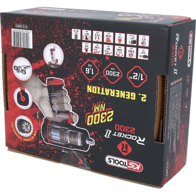 KS Tools 1/2" ROCKET II High Performance Pneumatic impact wrench 2.300 Nm - 512.0002