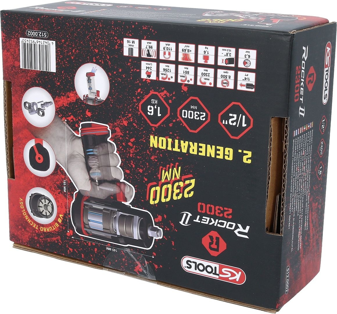 KS Tools 1/2" ROCKET II High Performance pneumatische slagmoersleutel 2.300 Nm - 512.0002, foto 5 van 6