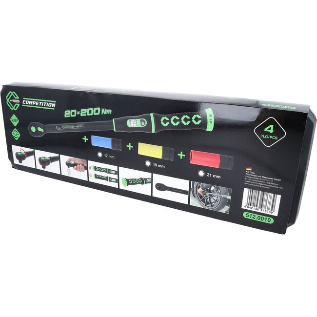 KS Tools 1/2" COMPETITION Momentsleutel-gereedschapset 20-200Nm - 4 - delig - 512.0010