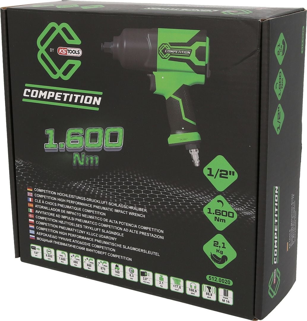 KS Tools 1/2" COMPETITION High Performance pneumatische slagmoersleutel 1.600 Nm - 512.0020, foto 5 van 6