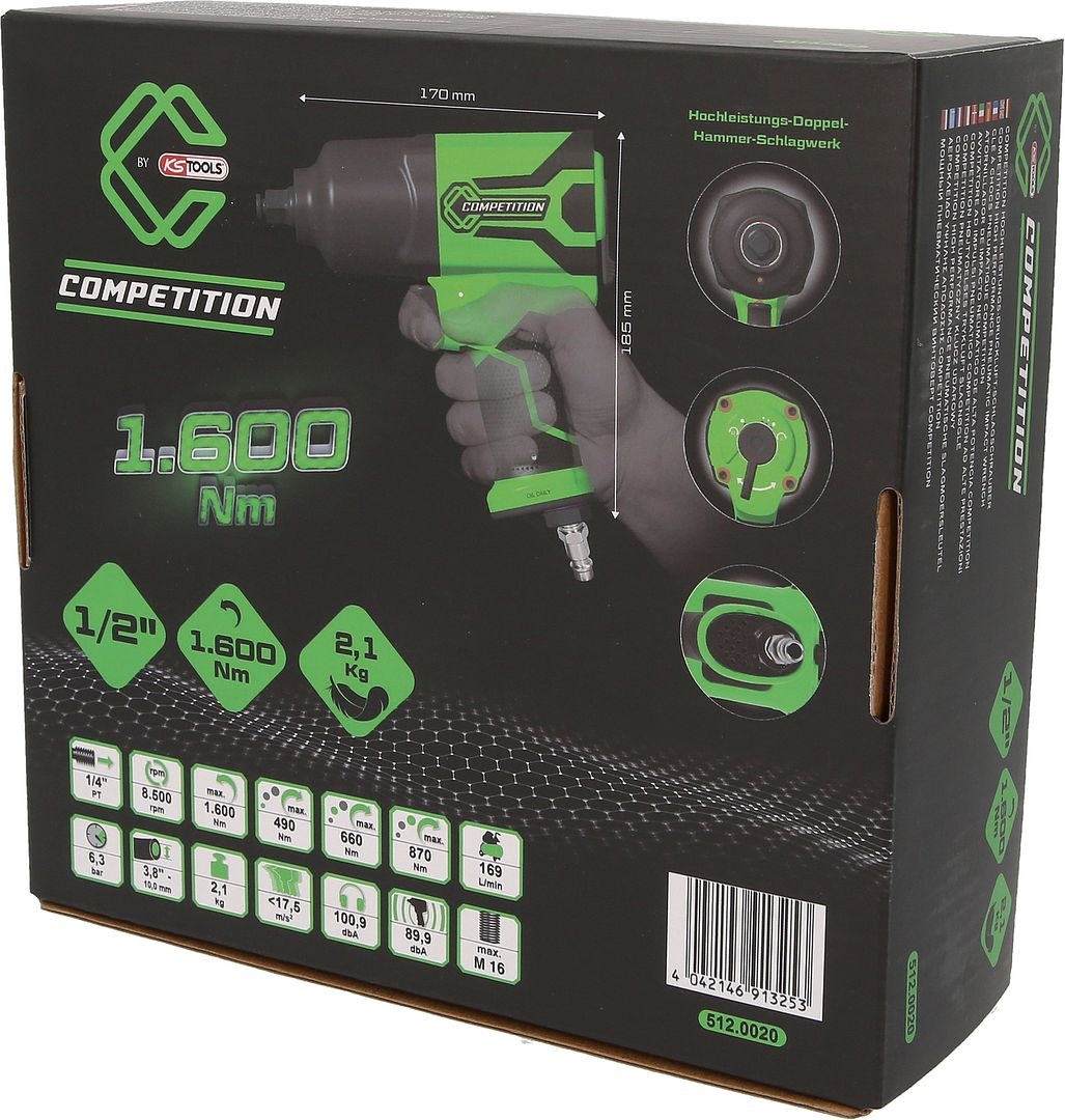 KS Tools 1/2" COMPETITION High Performance pneumatische slagmoersleutel 1.600 Nm - 512.0020, foto 6 van 6