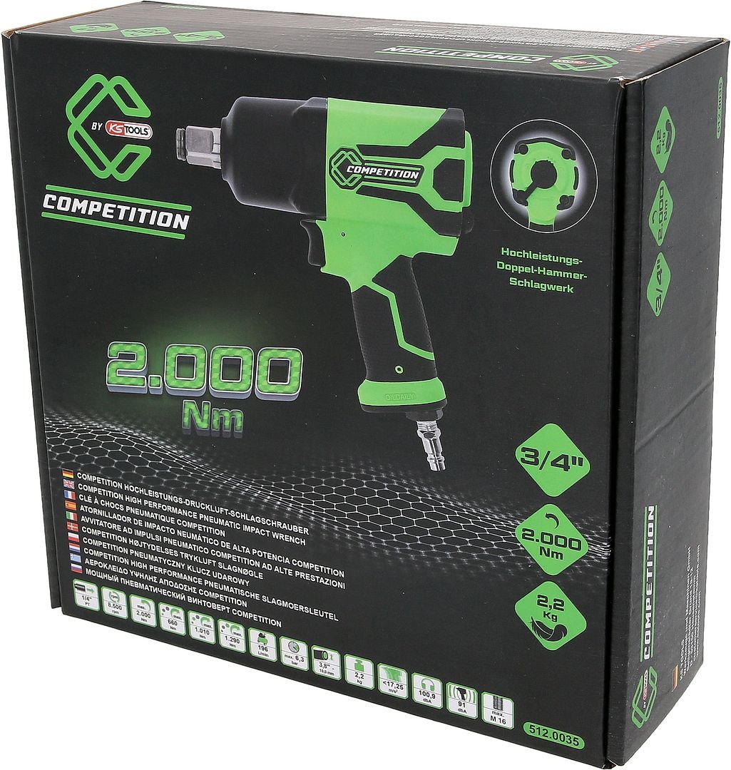 KS Tools 3/4" COMPETITION krachtige pneumatische slagmoersleutel - 2000 Nm - 512.0035, foto 5 van 6