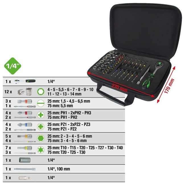 KS Tools COMPETITION Mini-Bit-Stecknuss-Satz, 51-tlg - 512.0053
