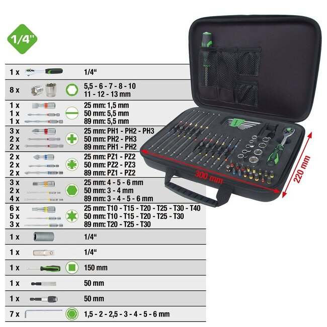 KS Tools COMPETITION mini-bit-doppenset - 60 - delig - 512.0062