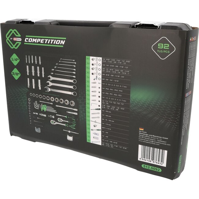 KS Tools COMPETITION 1/4" + 3/8"Coffret de douilles, 91 pcs – 512.0092