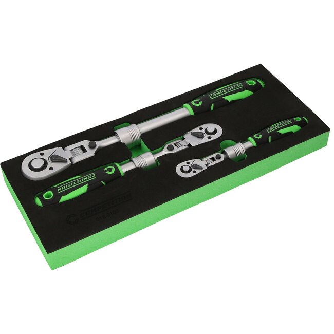 KS Tools COMPETITION Jeu de cliquets télescopiques, 3 pcs, 1/4"+3/8"+1/2" – 512.0103