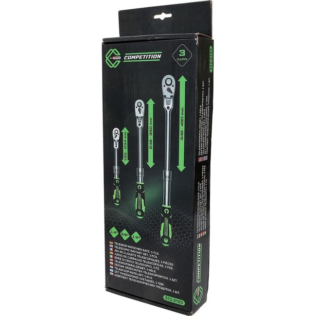 KS Tools COMPETITION telescoop-ratelset - 3 - delig - 1/4"+3/8"+1/2" - 512.0103