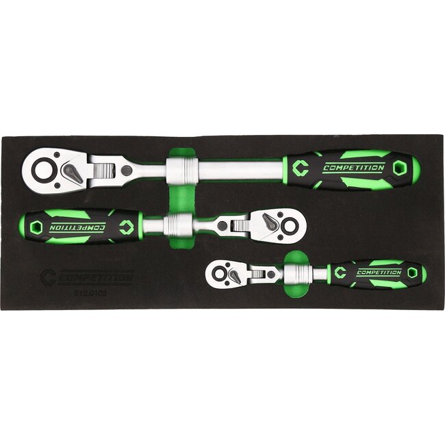 KS Tools COMPETITION telescopic ratchet set, 3-pcs, 1/4"+3/8"+1/2" - 512.0103