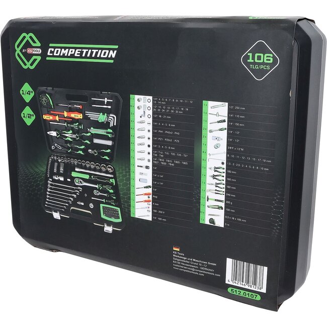 KS Tools COMPETITION 1/4"+1/2" Universal-Werkzeug-Satz, 106-tlg - 512.0107