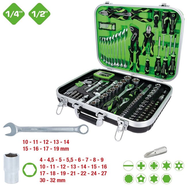 KS Tools COMPETITION 1/4" + 1/2" Universal tool kit set, 143 pcs - 512.0144