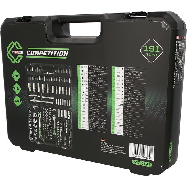 KS Tools COMPETITION 1/4"+3/8"+1/2" Steckschlüssel-Satz, 191-tlg - 512.0191
