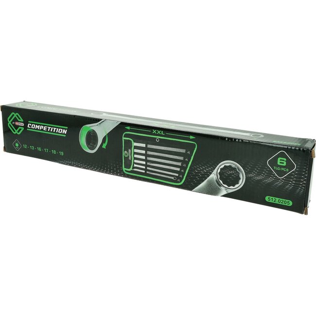 KS Tools COMPETITION Jeu de clés polygonales à cliquet, 6 pcs - 512.0205