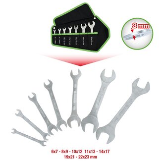 KS Tools COMPETITION double open-end spanner set, 7 pcs, extra flat
