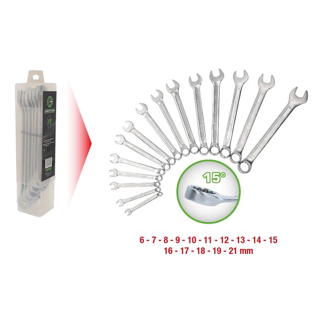 KS Tools COMPETITION Jeu de clés mixtes, 15 pcs - 512.0215