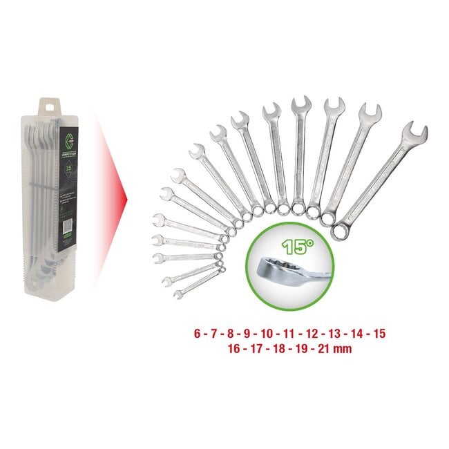 KS Tools COMPETITION Ringmaulschlüssel-Satz, 15-tlg - 512.0215