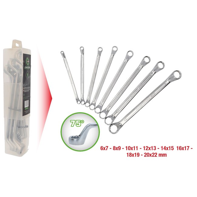 KS Tools COMPETITION Double ring wrench set, offset, 8 pcs - 512.0218