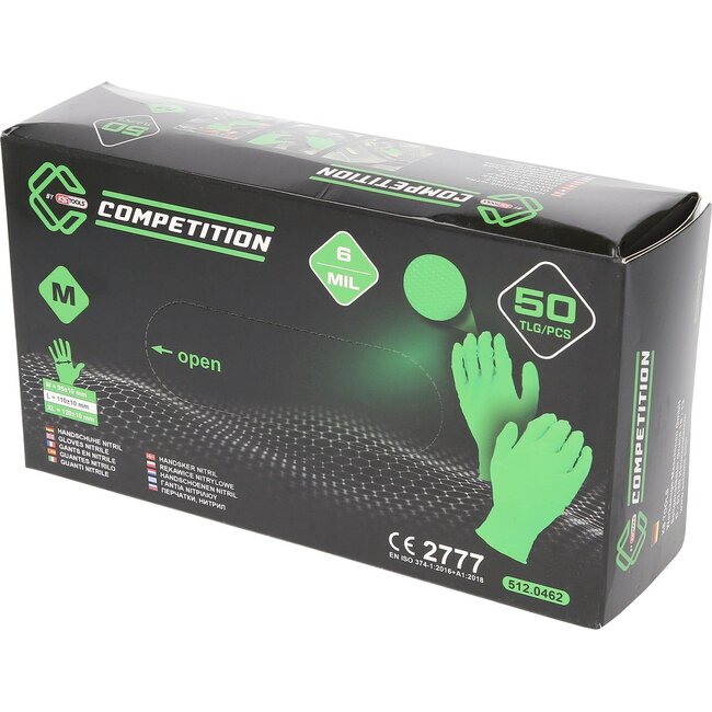KS Tools COMPETITION handschoenen nitril - M - doos 10x50 stuks - groen - 512.0462OP