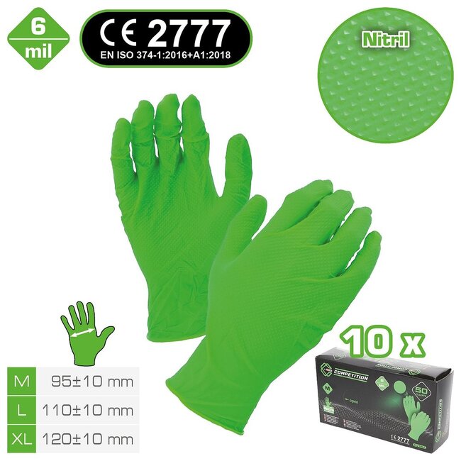 KS Tools COMPETITION Handschuhe Nitril, L, Box 10x50er Pack, grün - 512.0463OP