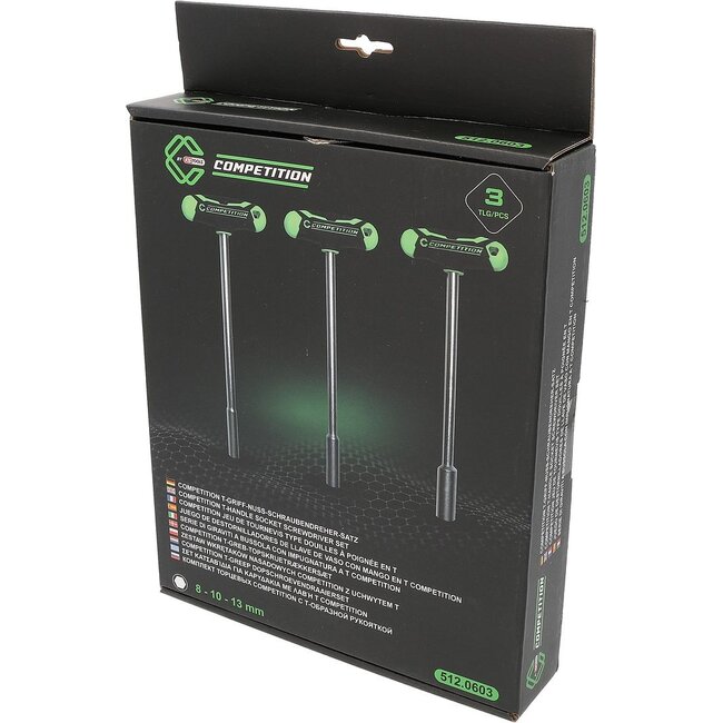 KS Tools COMPETITION T-greep dopschroevendraaierset - 3 - delig - 8 - 13 mm - 512.0603