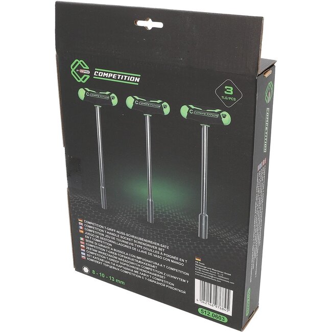 KS Tools COMPETITION T-Griff-Nuss-Schraubendreher-Satz, 3-tlg, 8 - 13 mm - 512.0603