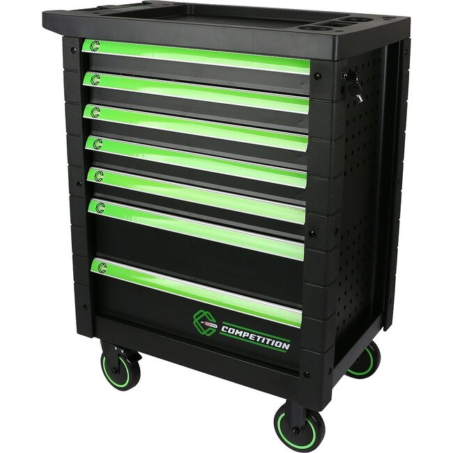 KS Tools COMPETITION Werkstattwagen mit 7 Schubladen und 119 Premium-Werkzeugen - 512.3119