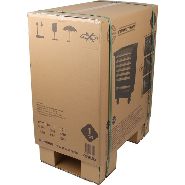KS Tools COMPETITION Werkstattwagen mit 7 Schubladen und 119 Premium-Werkzeugen - 512.3119
